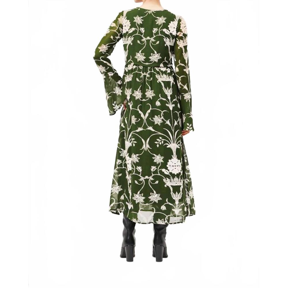 NEW BEYOND BY VERA gwen midi dress in meknes pine - Picture 3 of 4